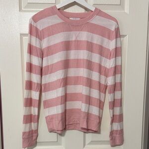 Lucky Brand Pink and White Striped Pullover Super Soft